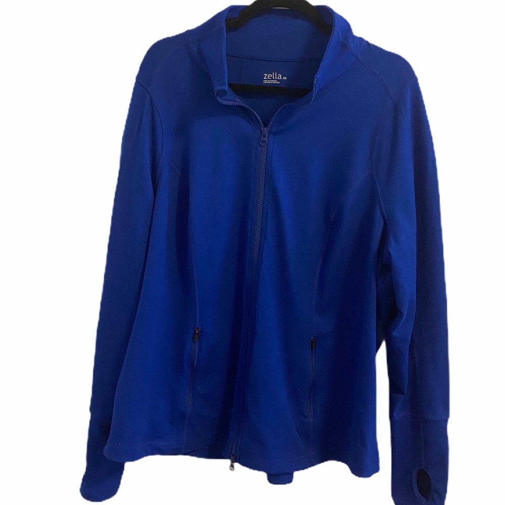 3X Zella Active Wear Zip Up Jacket in Blue